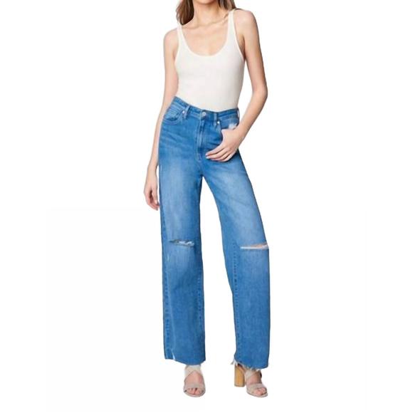 NEW BLANKNYC the franklin ribcage wide leg straight jeans in sunset rider - Picture 1 of 1